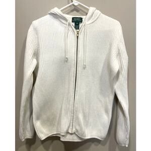 Ralph Lauren Knitted Hoodie Logo Patch Full Zip Women's Med